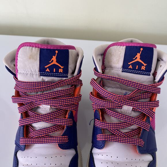 Nike Air Jordan 1 Mid Shoes Youth Sz US 5.5 Fire Pink-Barely Purple 555112-602 - Picture 6 of 10